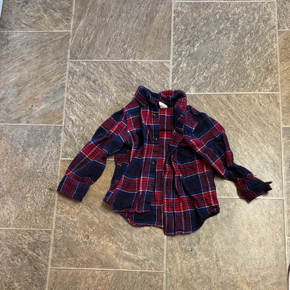 GAP Kids Plaid Button Down Shirt - Red and Navy
